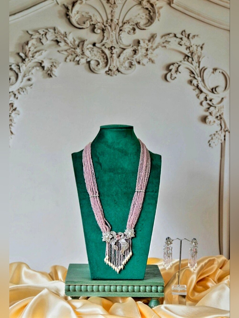Luxury Crystal Beaded Necklace Earring Set in 5 Colors By Sama Heritage$275 EACH